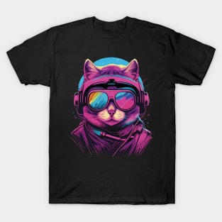 A cat in a ski googles T-Shirt